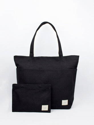 Le Bas Sac en canvas Deux en un Utility Tote . Noir Le Bas Sac en canvas Deux en un Utility Tote . Noir