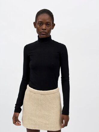 Black to grey Mockneck City Top . Black