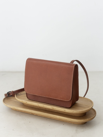 Le Bas Shoulder S1 leather bag . Chestnut