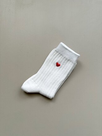 Le Bon Shoppe Her socks with embroided heart . White and red