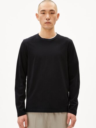 Armedangels Jaames Organic cotton long sleeve t-shirt . Black