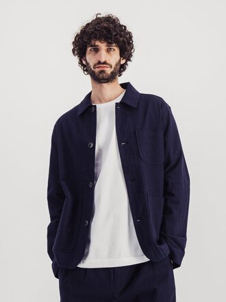 Parages Veste en  Seersucker bio Squire . Marine Parages Veste en  Seersucker bio Squire . Marine