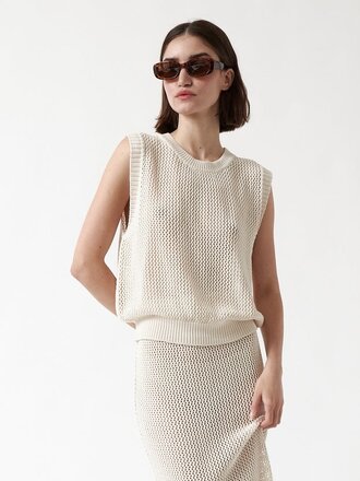 AMT Studio Haut ajouré en coton bio Nix . Beige AMT Studio Haut ajouré en coton bio Nix . Beige