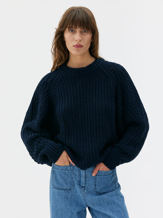 Maska Lark chunky organic cotton sweater . Deep night blue