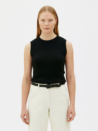 Maska Tara sleeveless ribbed top . Black