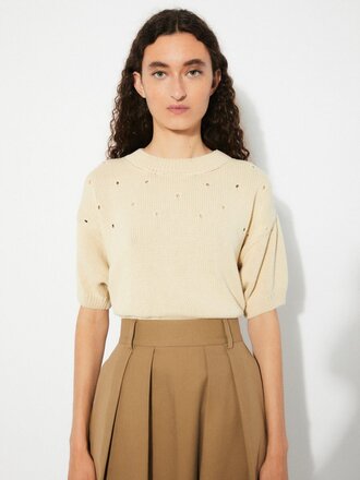 Rita Row Haut écourté en tricot ajouré Grace . Beige Rita Row Haut écourté en tricot ajouré Grace . Beige