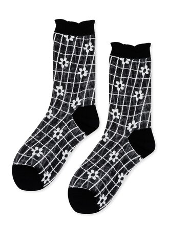 Hansel from Basel Blossom Sheer crew socks . Black