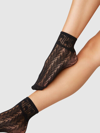 Swedish Stockings Erica Crochet Socks . Black