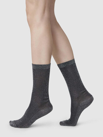 Swedish Stockings Magda Shimmery Socks . Black
