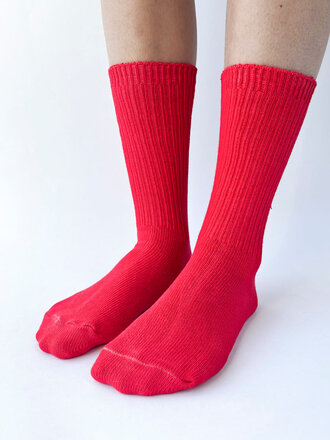 Okayok Unisex Dyed cotton socks . Shocking Red