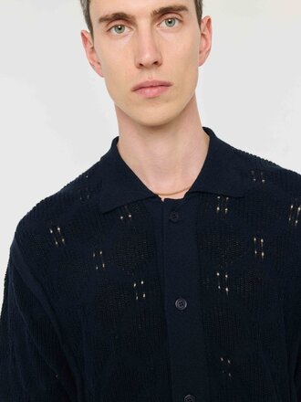 Castart Airi pointelle shirt . Navy Castart Airi pointelle shirt . Navy