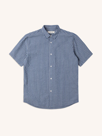 Kestin Aberlady striped shirt . Blue and Ecru Kestin Aberlady striped shirt . Blue and Ecru