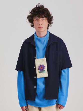 Howlin' Cocktail Short-sleeved seersucker shirt  . Navy Howlin' Cocktail Short-sleeved seersucker shirt  . Navy