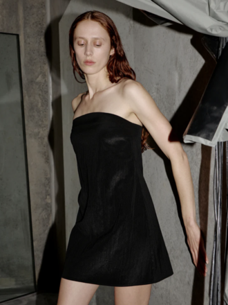 Permanent Vacation Intercept short strapless dress . Black