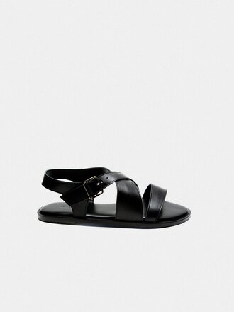 Kyma Spetses leather sandals . Black