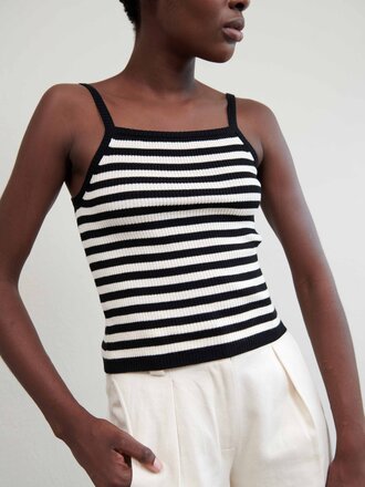 Maria Stanley Anu striped tank top . Black and ecru