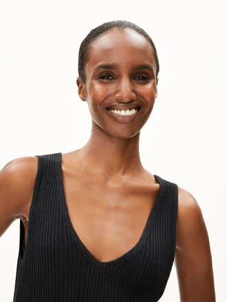 Armedangels Caaro Lino linen knit top. Black