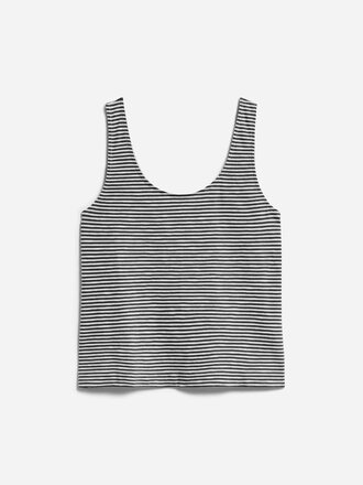Armedangels Minaami Lita striped tank top . Black and oatmilk
