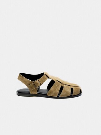 Kyma Thassos leather sandals . Sand