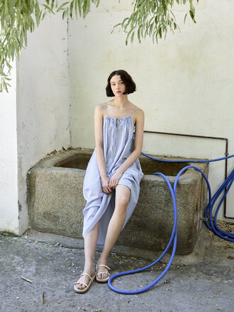 Diarte Palmera loose pinstriped dress. Blue stripes Diarte Palmera loose pinstriped dress. Blue stripes