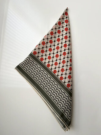 Sarah Musa Small silk and cotton Keffiyeh scarf . Poppy black