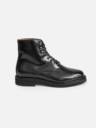 Sesa Detroit unisex leather lace-up boots . Black