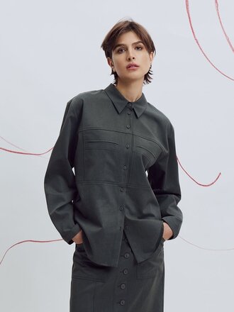 Eve Gravel Pompei overshirt . Kaki