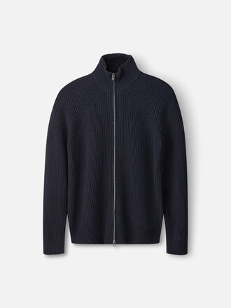 Forét Delta wool zip knit . Navy