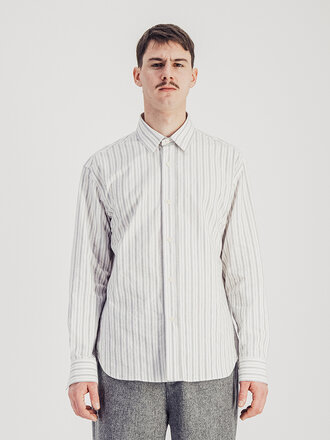 Parages Daily Shirt . Ecru / Grey stripes