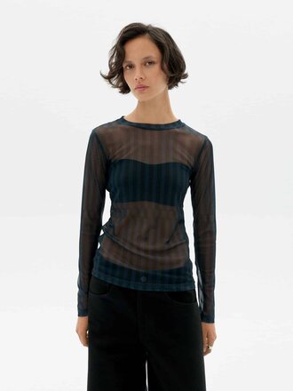 Thinking Mu Esque Tere recycled tulle top . Blue Thinking Mu Esque Tere recycled tulle top . Blue
