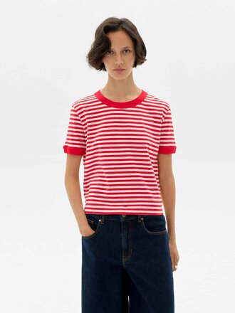 Thinking Mu Zowi organic cotton T-Shirt . White / Red stripes Thinking Mu Zowi organic cotton T-Shirt . White / Red stripes