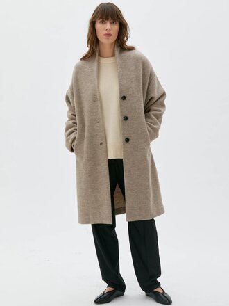 Maska Hope boiled wool coat . Taupe melange