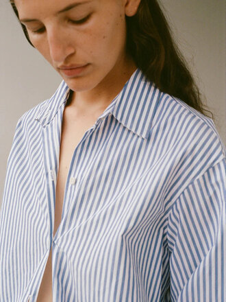 Shaina Mote Classic Button Down Shirt . Blue stripes