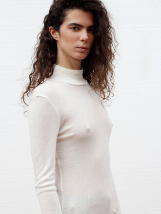 Black to grey Ronco high collar top . White