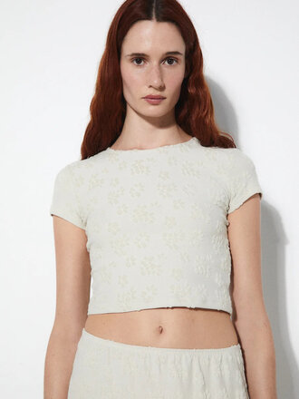Rita Row Gloria floral crop top . Beige