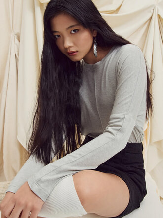 Eve Gravel Kapes long sleeve top . Grey Eve Gravel Kapes long sleeve top . Grey
