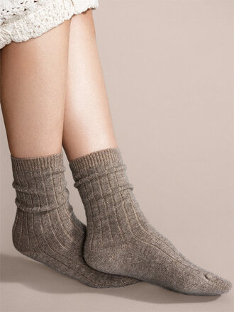 Hansel from Basel Italia Cashmere Cozy Rib Crew socks . Llama