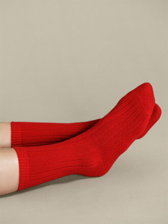 Hansel from Basel Italia Cozy Rib Cashmere socks . Scarlet