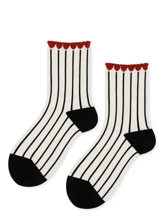 Hansel from Basel Chaussettes tulipes Short Crew . Rayé Noir