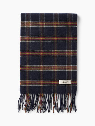 Forét Foulard en laine . Carreaux marine Forét Foulard en laine . Carreaux marine