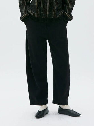 Maska Nona curved cotton and cashmere trousers . Black Maska Nona curved cotton and cashmere trousers . Black