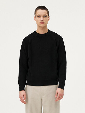 Noyoco Oslo wool and cotton unisex sweater . Black