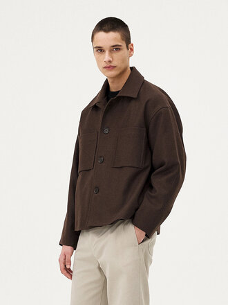 Noyoco Holar recycled wool unisex jacket . Brown