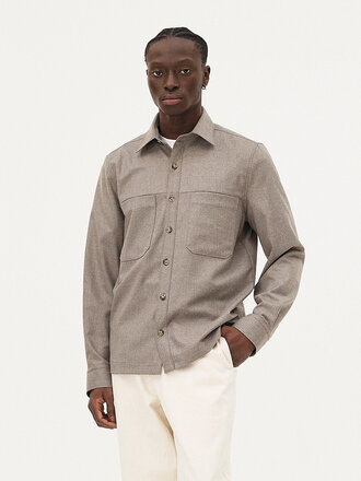 Noyoco Ottawa virgin wool overshirt . Mushroom
