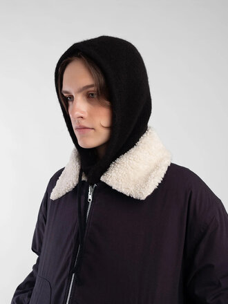 Micaela Greg Hood knit in alpaca . Black Micaela Greg Hood knit in alpaca . Black