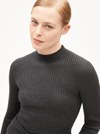 Armedangels Alaania high-neck sweater . Steel melange