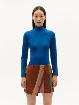 Thinking Mu Aine cotton high-neck top . Klein blue Thinking Mu Aine cotton high-neck top . Klein blue