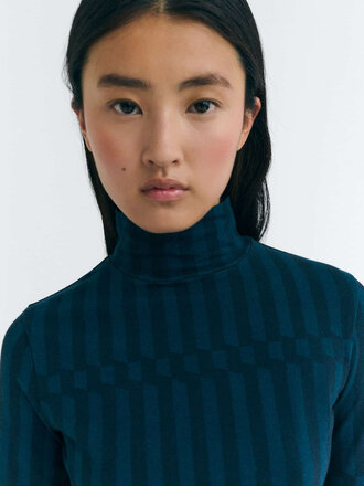 Thinking Mu Haut à motif rayé en coton bio Esqué Ellen . Bleu