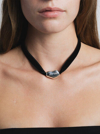 Wolf Circus Bean velvet necklace. Sterling silver