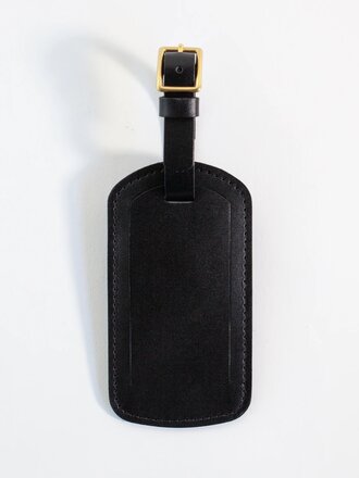 Small Hours Leather luggage tag . Black